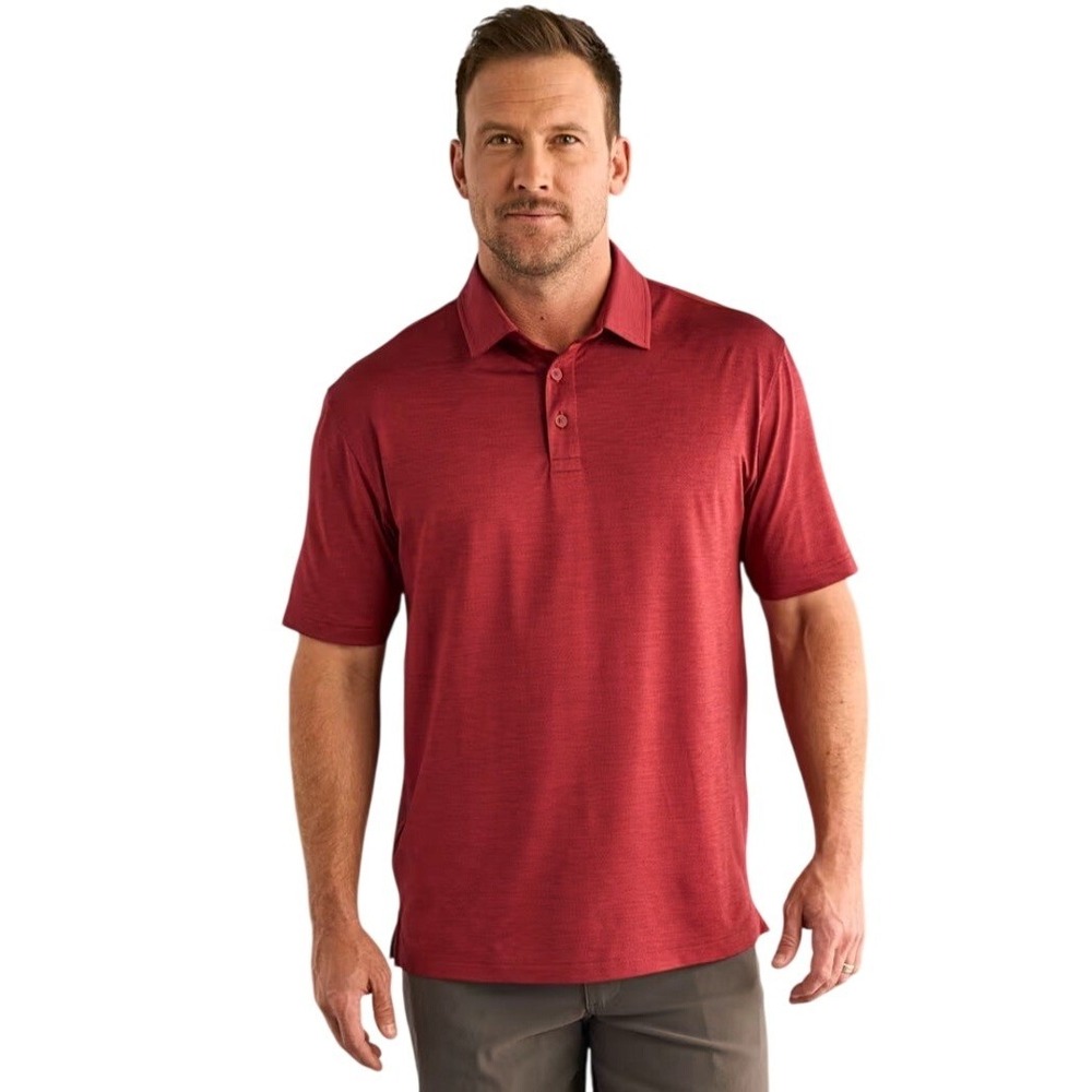 GH Bass Mens XL Red Space‎ Dye Performance Short Sleeve Polo Shirt Stretch